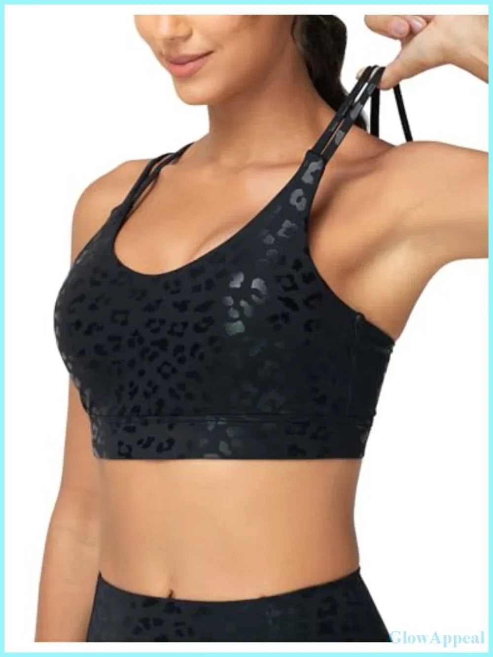 Double Spaghetti Strap Sports Bra Supportive Strappy Workout Bra Padded
